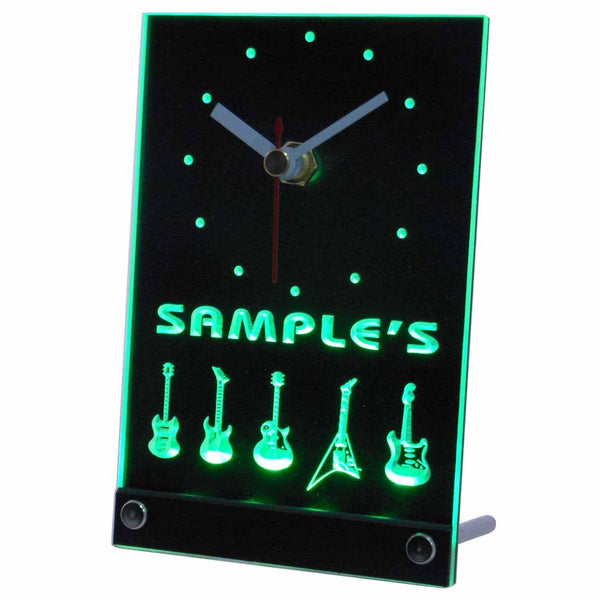 ADVPRO Personalized Guitar Hero Weapon Band Music Room Neon Led Table Clock tncqp-tm - Green
