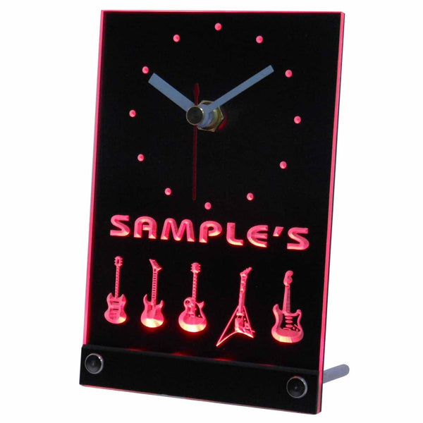 ADVPRO Personalized Guitar Hero Weapon Band Music Room Neon Led Table Clock tncqp-tm - Red