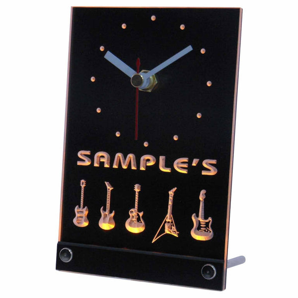 ADVPRO Personalized Guitar Hero Weapon Band Music Room Neon Led Table Clock tncqp-tm - Yellow
