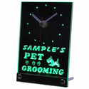 ADVPRO Personalized Custom Pet Grooming Paw Print Bar Neon Led Table Clock tncqq-tm - Green