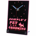 ADVPRO Personalized Custom Pet Grooming Paw Print Bar Neon Led Table Clock tncqq-tm - Red