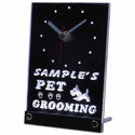 ADVPRO Personalized Custom Pet Grooming Paw Print Bar Neon Led Table Clock tncqq-tm - White