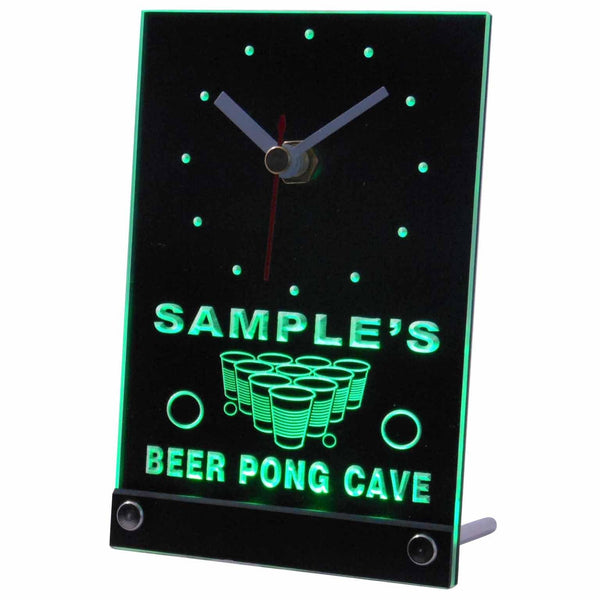 ADVPRO Personalized Custom Beer Pong Cave Bar Beer Neon Led Table Clock tncqr-tm - Green