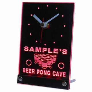 ADVPRO Personalized Custom Beer Pong Cave Bar Beer Neon Led Table Clock tncqr-tm - Red