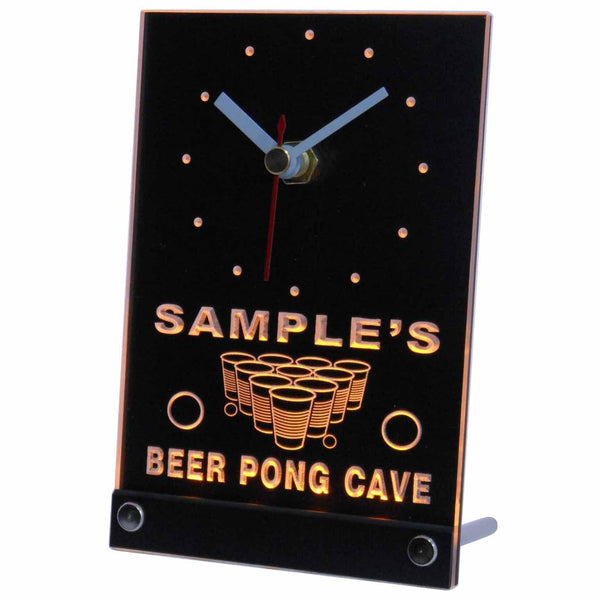 ADVPRO Personalized Custom Beer Pong Cave Bar Beer Neon Led Table Clock tncqr-tm - Yellow