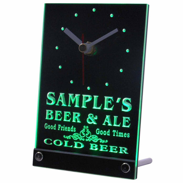 ADVPRO Personalized Custom Cold Beer & Ale Vintage Bar Neon Led Table Clock tncqs-tm - Green