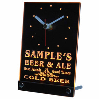 ADVPRO Personalized Custom Cold Beer & Ale Vintage Bar Neon Led Table Clock tncqs-tm - Yellow