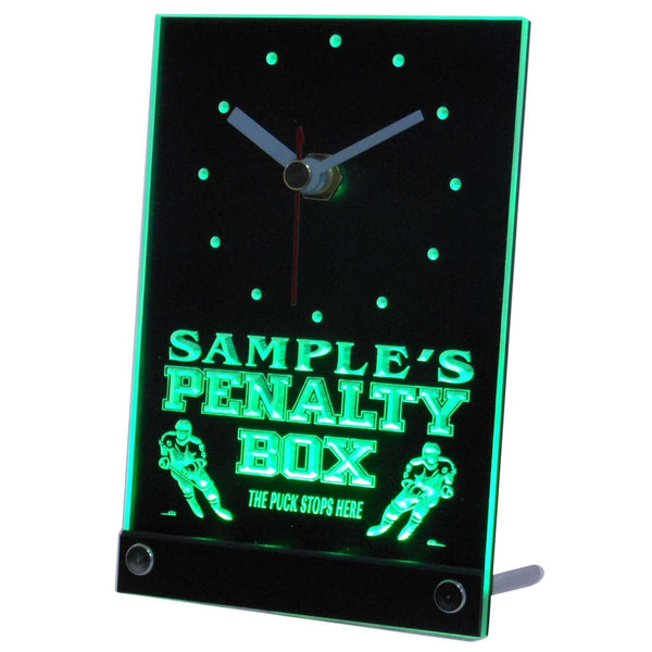 ADVPRO Personalized Hockey Penatly Box Bar Beer Neon Led Table Clock tncqt-tm - Green