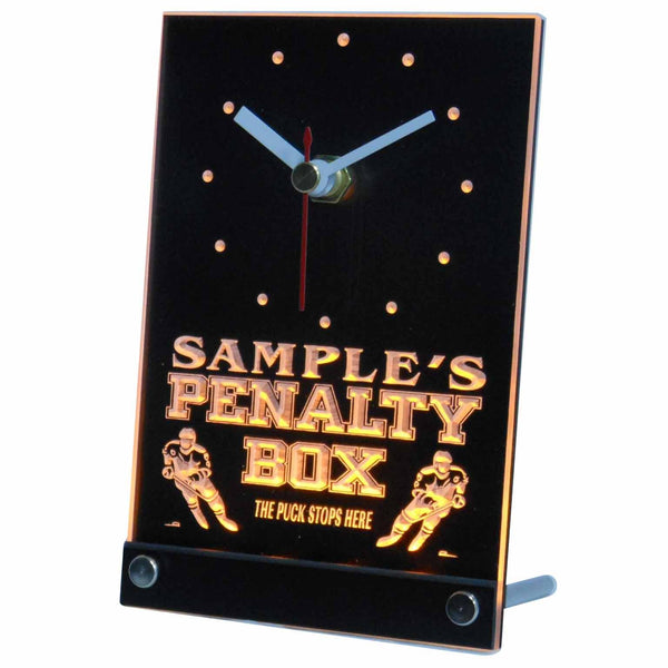 ADVPRO Personalized Hockey Penatly Box Bar Beer Neon Led Table Clock tncqt-tm - Yellow