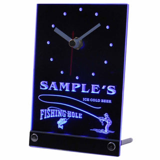 ADVPRO Personalized Custom Fly Fishing Hole Decor Bar Neon Led Table Clock tncqx-tm - Blue