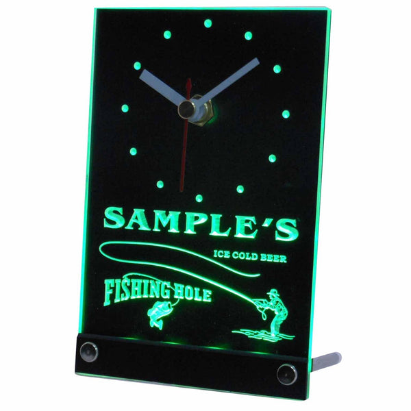 ADVPRO Personalized Custom Fly Fishing Hole Decor Bar Neon Led Table Clock tncqx-tm - Green