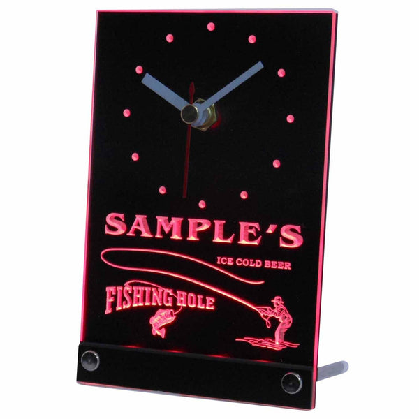 ADVPRO Personalized Custom Fly Fishing Hole Decor Bar Neon Led Table Clock tncqx-tm - Red