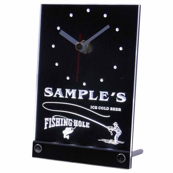 ADVPRO Personalized Custom Fly Fishing Hole Decor Bar Neon Led Table Clock tncqx-tm - White