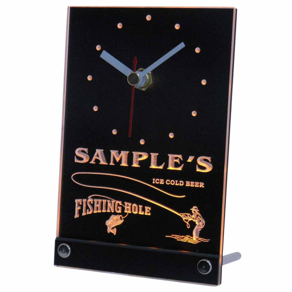ADVPRO Personalized Custom Fly Fishing Hole Decor Bar Neon Led Table Clock tncqx-tm - Yellow