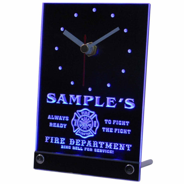 ADVPRO Personalized Custom Firefighter Fire Department Neon Led Table Clock tncqy-tm - Blue