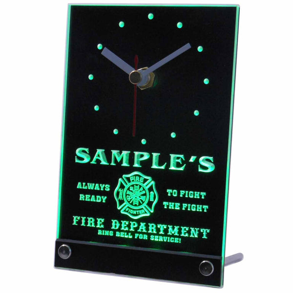 ADVPRO Personalized Custom Firefighter Fire Department Neon Led Table Clock tncqy-tm - Green