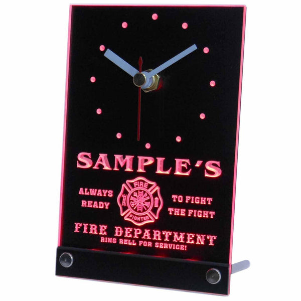 ADVPRO Personalized Custom Firefighter Fire Department Neon Led Table Clock tncqy-tm - Red