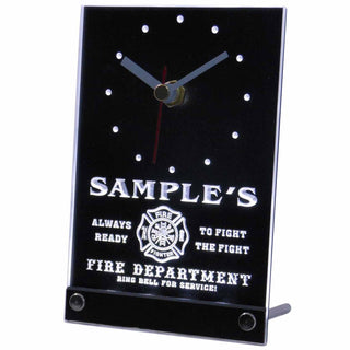 ADVPRO Personalized Custom Firefighter Fire Department Neon Led Table Clock tncqy-tm - White