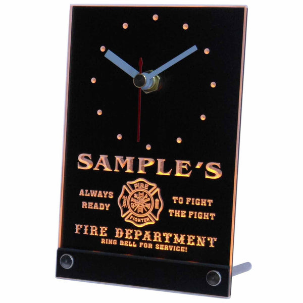 ADVPRO Personalized Custom Firefighter Fire Department Neon Led Table Clock tncqy-tm - Yellow