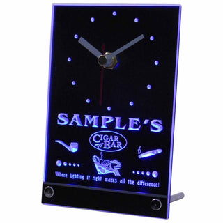ADVPRO Personalized Custom Cigar Pipe Bar Lounge Neon Led Table Clock tncqz-tm - Blue