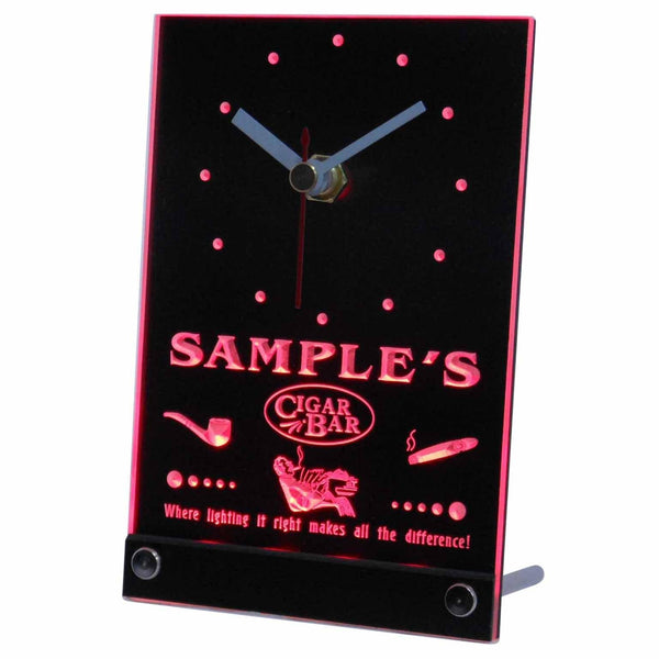 ADVPRO Personalized Custom Cigar Pipe Bar Lounge Neon Led Table Clock tncqz-tm - Red
