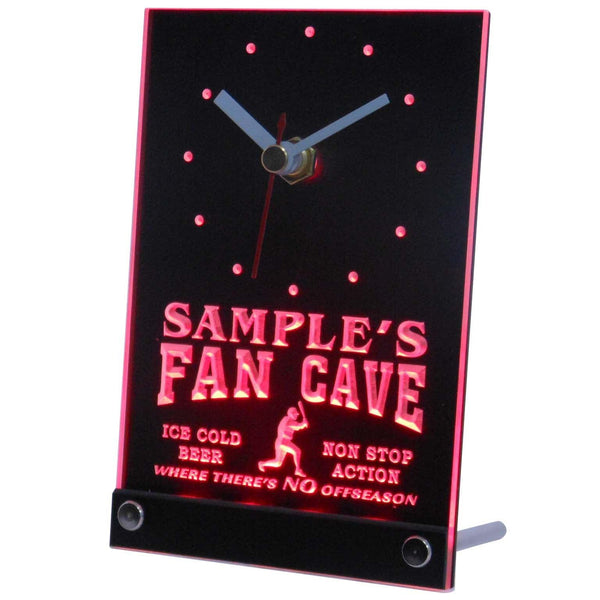 ADVPRO Personalized Custom Baseball Fan Cave Man Room Neon Led Table Clock tnctc-tm - Red