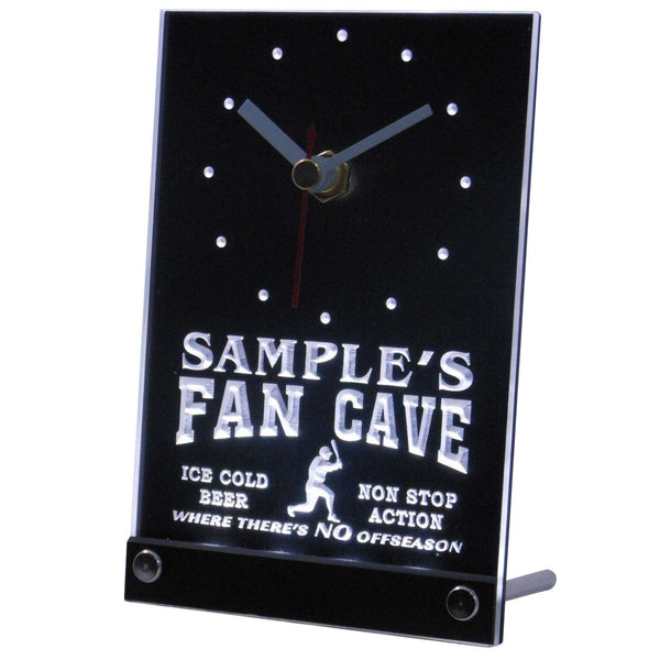 ADVPRO Personalized Custom Baseball Fan Cave Man Room Neon Led Table Clock tnctc-tm - White