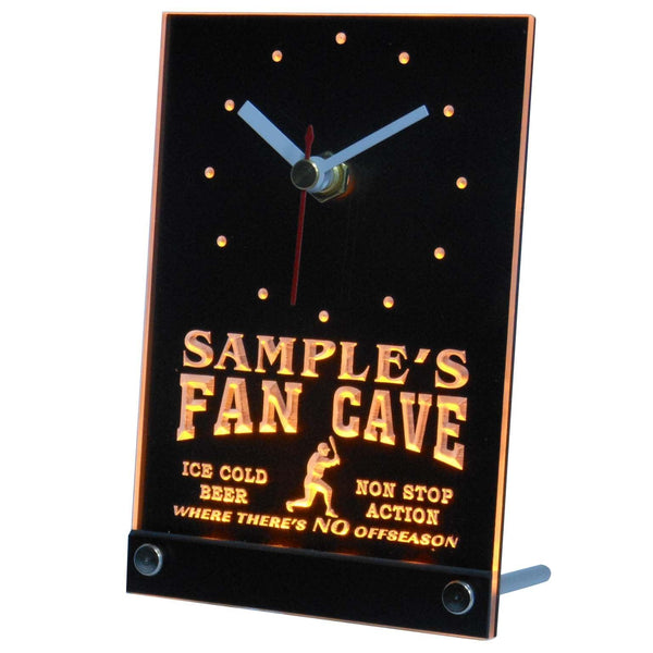 ADVPRO Personalized Custom Baseball Fan Cave Man Room Neon Led Table Clock tnctc-tm - Yellow