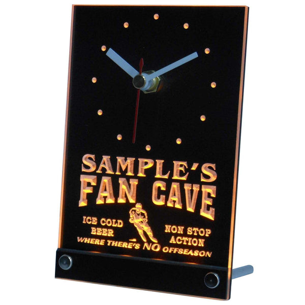 ADVPRO Personalized Custom Hockey Fan Cave Bar Beer Neon Led Table Clock tnctg-tm - Yellow