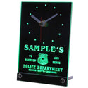 ADVPRO Personalized Custom Police Station Badge Bar Neon Led Table Clock tnctk-tm - Green