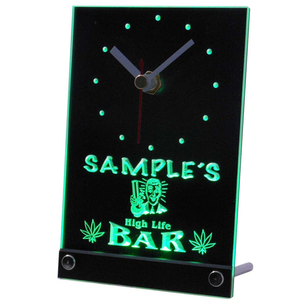 ADVPRO Personalized Custom Marijuana High Life Bar Neon Led Table Clock tnctp-tm - Green