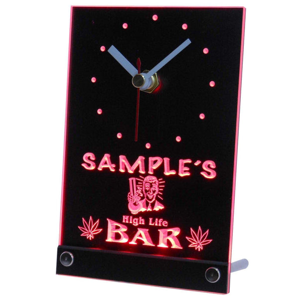 ADVPRO Personalized Custom Marijuana High Life Bar Neon Led Table Clock tnctp-tm - Red