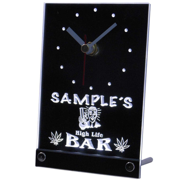 ADVPRO Personalized Custom Marijuana High Life Bar Neon Led Table Clock tnctp-tm - White