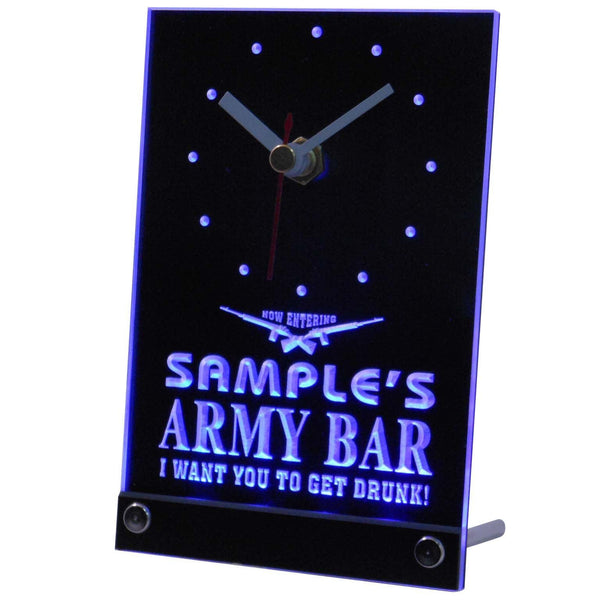 ADVPRO Personalized Custom Army Man Cave Bar Beer Bar Neon Led Table Clock tnctq-tm - Blue