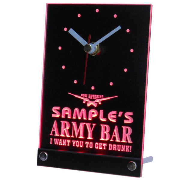 ADVPRO Personalized Custom Army Man Cave Bar Beer Bar Neon Led Table Clock tnctq-tm - Red