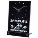 ADVPRO Personalized Custom Computer Repair Shop Neon Led Table Clock tnctr-tm - White