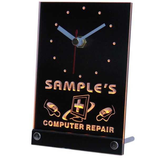 ADVPRO Personalized Custom Computer Repair Shop Neon Led Table Clock tnctr-tm - Yellow
