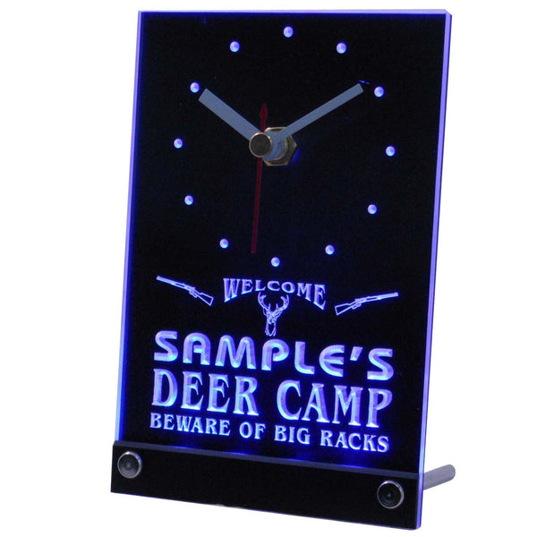 ADVPRO Personalized Custom Deer Big Racks Bar Neon Led Table Clock tnctu-tm - Blue