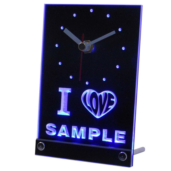 ADVPRO Personalized Custom I Love Series Neon Led Table Clock tncv-tm - Blue