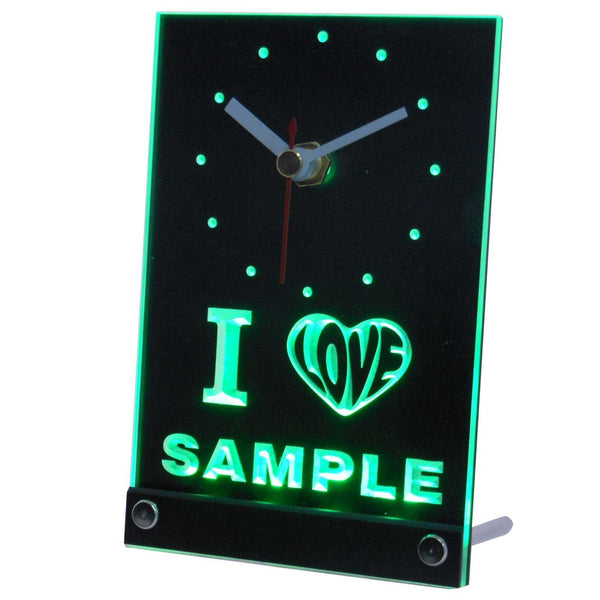 ADVPRO Personalized Custom I Love Series Neon Led Table Clock tncv-tm - Green