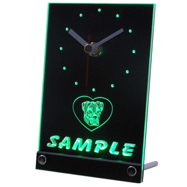 ADVPRO Personalized Custom American Bulldog Dog House Neon Led Table Clock tncvb-tm - Green
