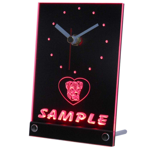 ADVPRO Personalized Custom American Bulldog Dog House Neon Led Table Clock tncvb-tm - Red