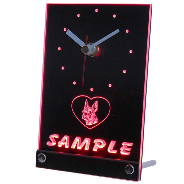 ADVPRO Personalized Custom Boston Terrier Dog House Neon Led Table Clock tncvc-tm - Red