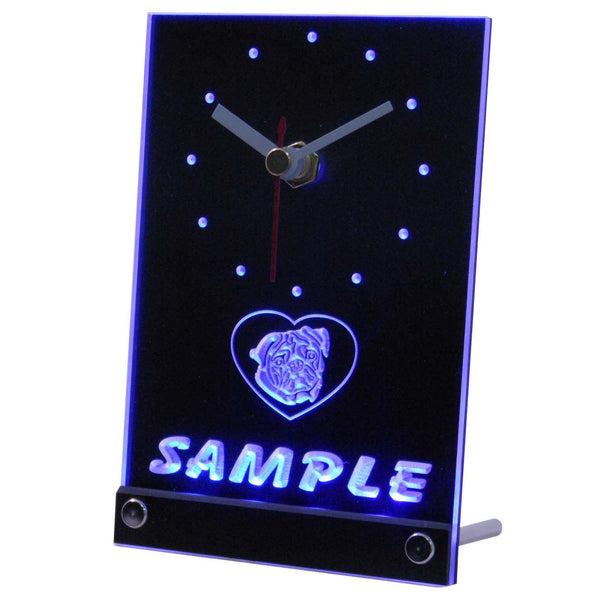 ADVPRO Personalized Custom Pug Dog House Home Neon Led Table Clock tncve-tm - Blue
