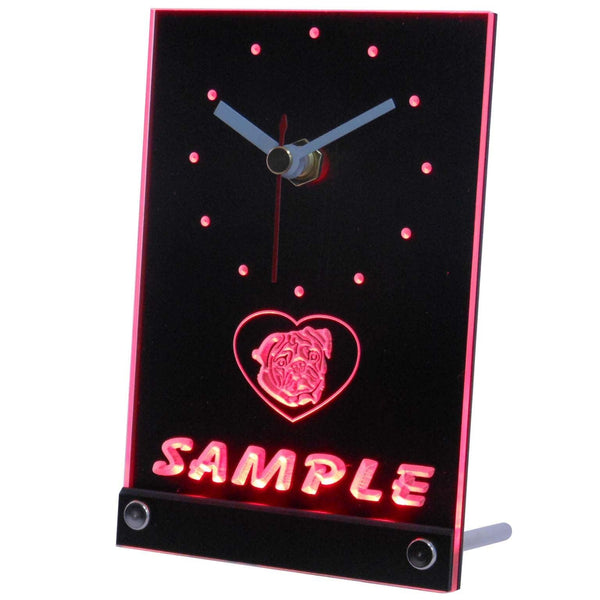ADVPRO Personalized Custom Pug Dog House Home Neon Led Table Clock tncve-tm - Red