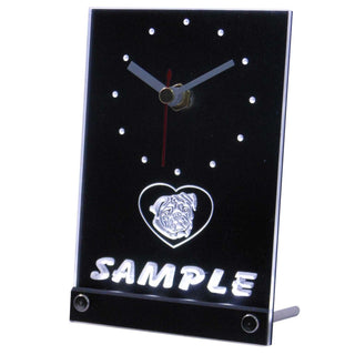 ADVPRO Personalized Custom Pug Dog House Home Neon Led Table Clock tncve-tm - White