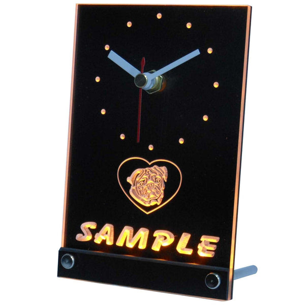 ADVPRO Personalized Custom Pug Dog House Home Neon Led Table Clock tncve-tm - Yellow
