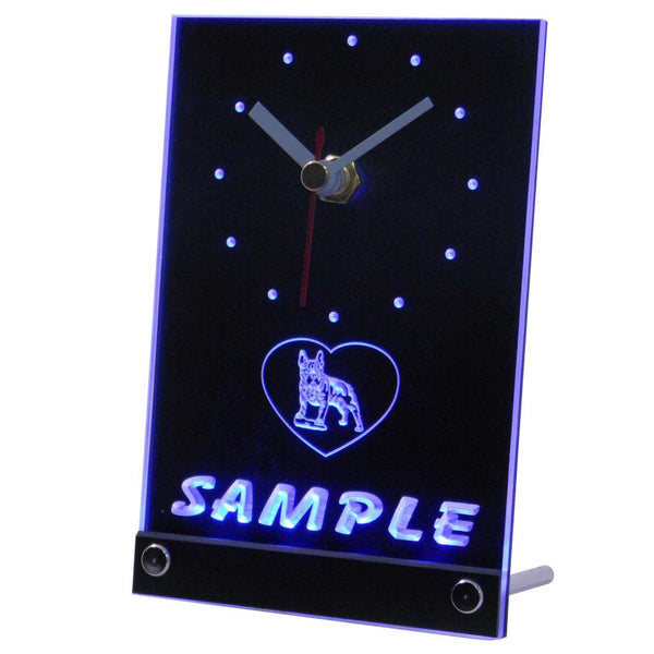 ADVPRO Personalized Fretnch Bulldog Dog House Home Pet Neon Led Table Clock tncvh-tm - Blue