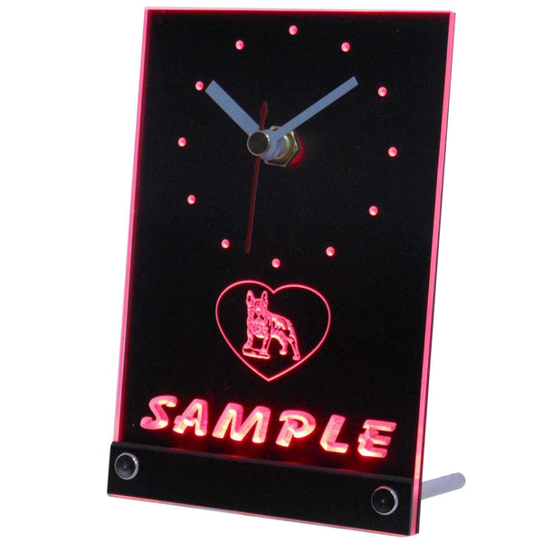 ADVPRO Personalized Fretnch Bulldog Dog House Home Pet Neon Led Table Clock tncvh-tm - Red