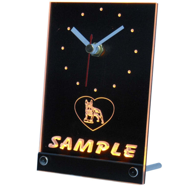 ADVPRO Personalized Fretnch Bulldog Dog House Home Pet Neon Led Table Clock tncvh-tm - Yellow